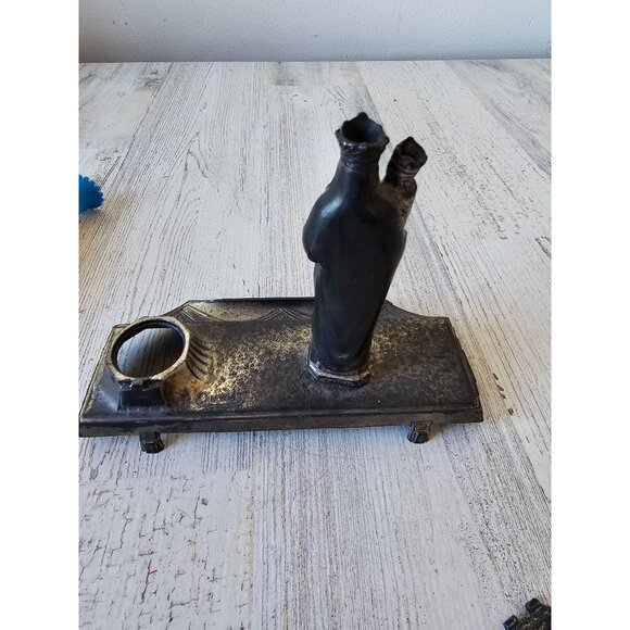 Vintage Virgin Mary inkwell holy water lourdes dicamni container religious Franc - Picture 11 of 11